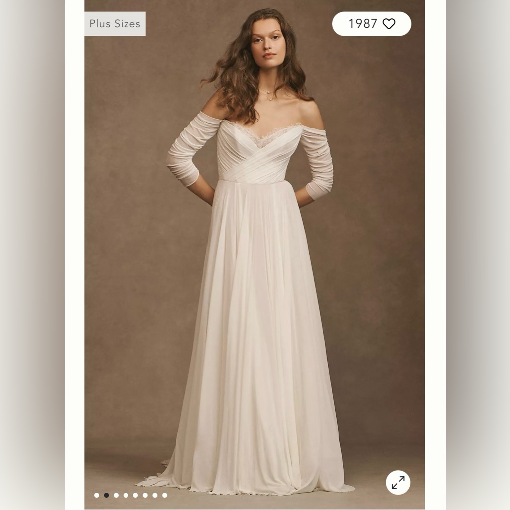 Wtoo By Watters Miles V-Neck Ruched-Sleeve Mesh Wedding Gown Anthropologie Bhldn